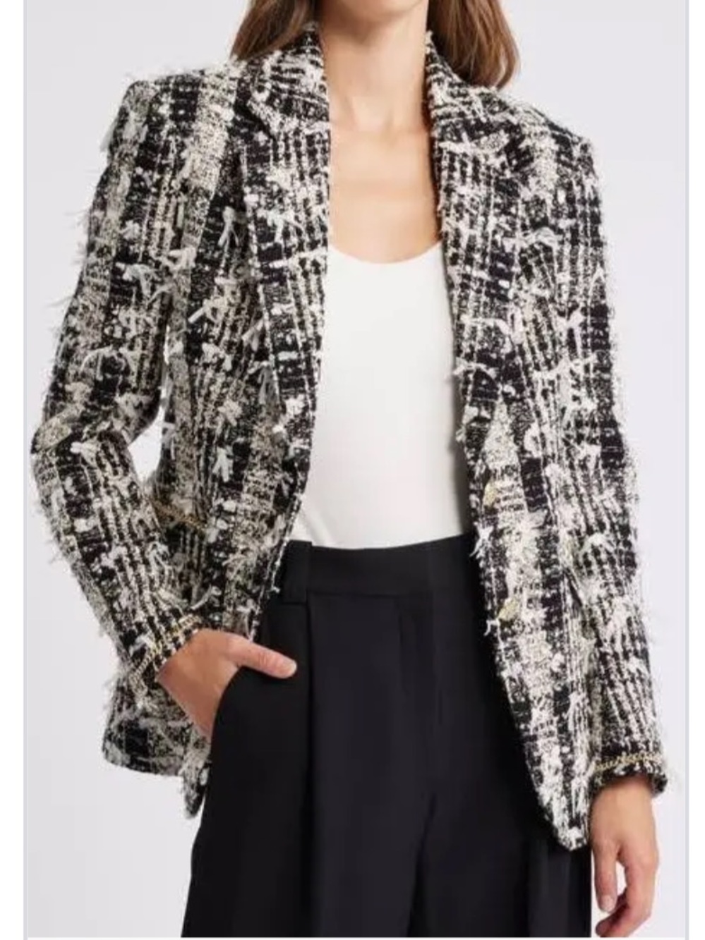 KOBI HALPERIN GEORGIA JACKET TWEED BLAZER BLACK WHITE ribbons. NWT SMALL